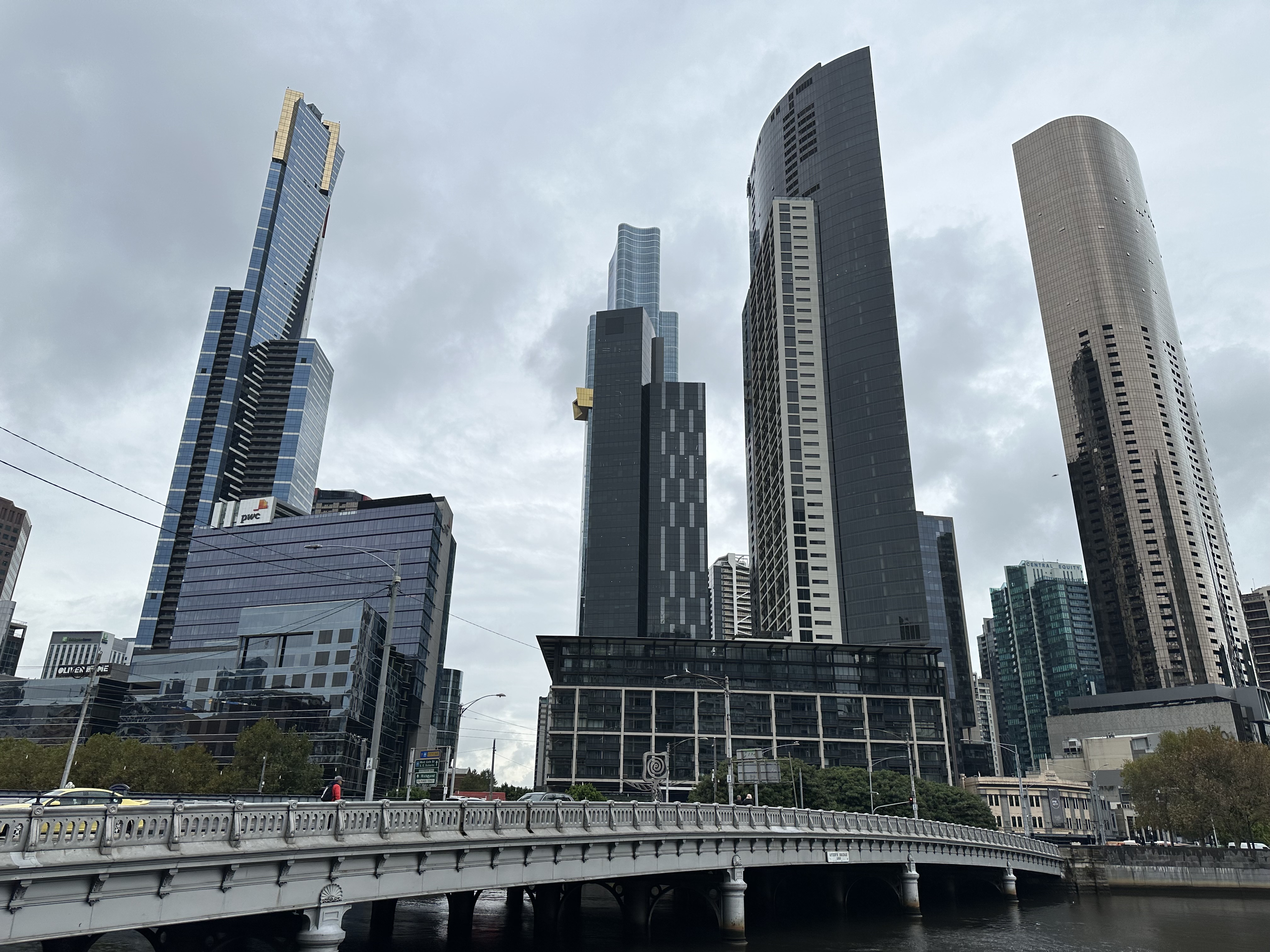 Melbourne city bridge and skyline